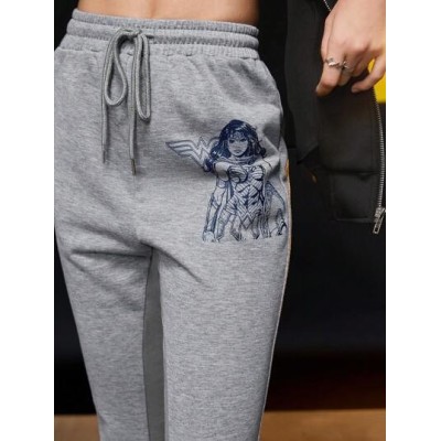 Figure Graphic Drawstring Waist Flare Leg Sweatpants - Choose Your Size