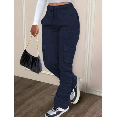 Unity Ladies. Solid Color Drawstring Waist Cargo Sweatpants - Choose Your Size