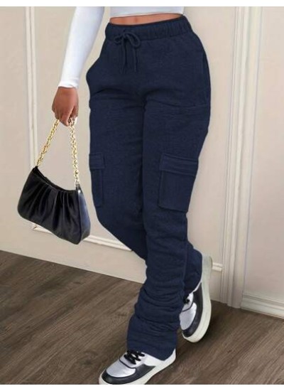 Unity Ladies. Solid Color Drawstring Waist Cargo Sweatpants - Choose Your Size