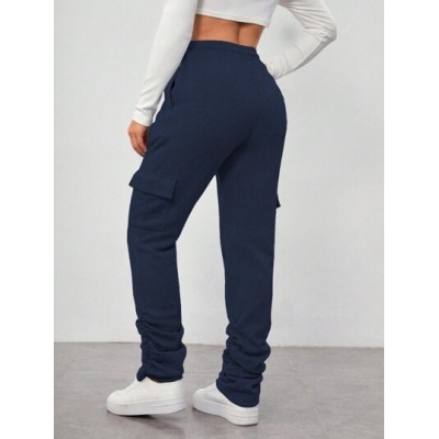 Unity Ladies. Solid Color Drawstring Waist Cargo Sweatpants - Choose Your Size