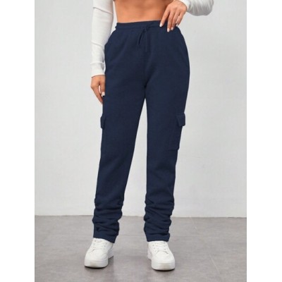 Unity Ladies. Solid Color Drawstring Waist Cargo Sweatpants - Choose Your Size