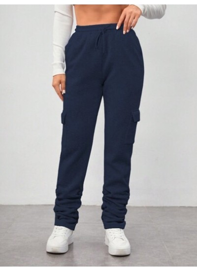 Unity Ladies. Solid Color Drawstring Waist Cargo Sweatpants - Choose Your Size