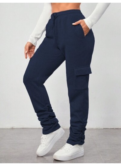 Unity Ladies. Solid Color Drawstring Waist Cargo Sweatpants - Choose Your Size