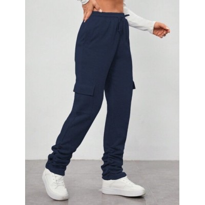 Unity Ladies. Solid Color Drawstring Waist Cargo Sweatpants - Choose Your Size