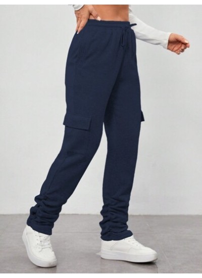 Unity Ladies. Solid Color Drawstring Waist Cargo Sweatpants - Choose Your Size