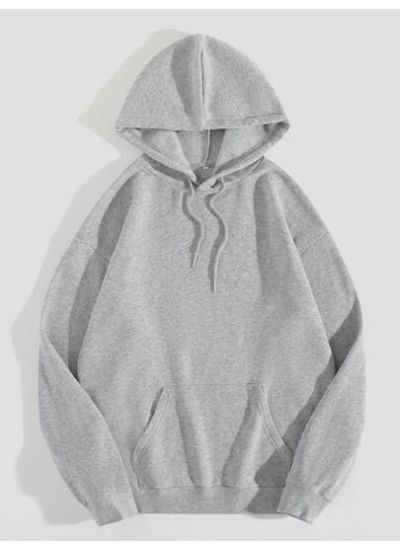 EZwear Solid Kangaroo Pocket Drawstring Thermal Hoodie - Choose Your Size