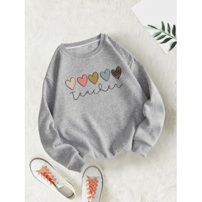 LUNE Heart Print Drop Shoulder Sweatshirt - Choose Your Size