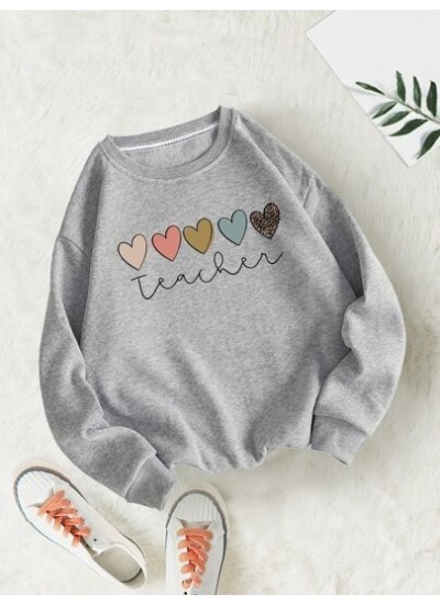 LUNE Heart Print Drop Shoulder Sweatshirt - Choose Your Size