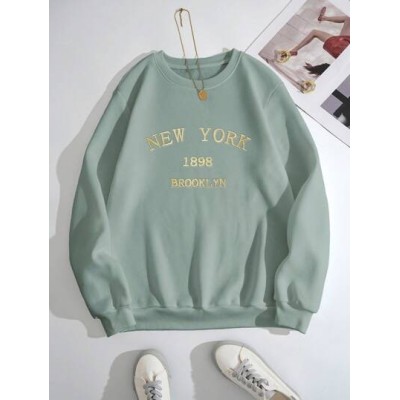 Essnce Letter Embroidery Thermal Lined Sweatshirt - Choose Your Size