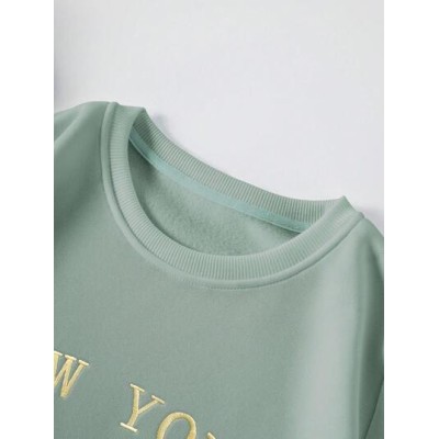 Essnce Letter Embroidery Thermal Lined Sweatshirt - Choose Your Size