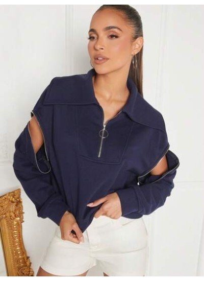 Haute Half Zip Drop Shoulder Sweatshirt - Choose Your Size