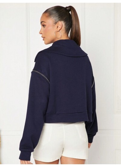 Haute Half Zip Drop Shoulder Sweatshirt - Choose Your Size