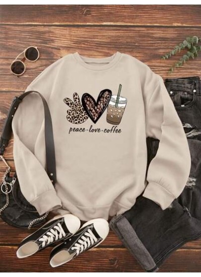 LUNE Heart And Letter Graphic Thermal Lined Sweatshirt - Choose Your Size