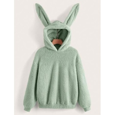 EZwear Solid 3D Ear Teddy Hoodie - Choose Your Size