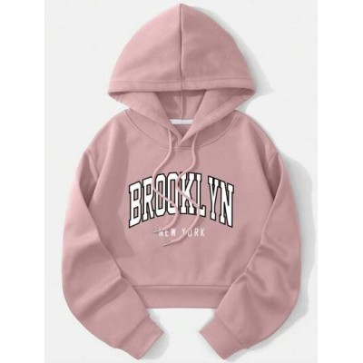 EZwear Women?s Letter Printed Drawstring Hooded Short Sweatshirt - Choose You