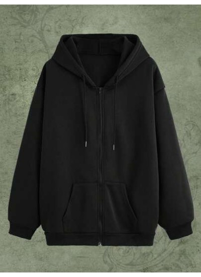 Solid Zip Up Drawstring Hoodie - Choose Your Size