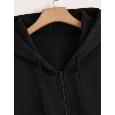 Solid Zip Up Drawstring Hoodie - Choose Your Size