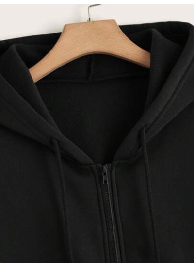 Solid Zip Up Drawstring Hoodie - Choose Your Size