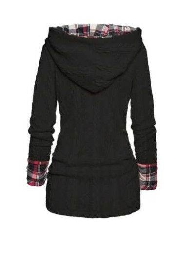 Women.s Plaid Patchwork Long Sleeve Hoodie - Choose Your Size