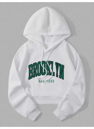 EZwear Letter Graphic Thermal Lined Drawstring Hooded Sweatshirt - Choose Your