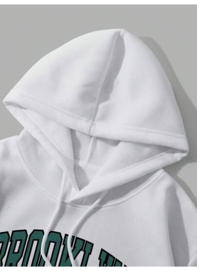 EZwear Letter Graphic Thermal Lined Drawstring Hooded Sweatshirt - Choose Your