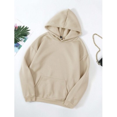 EZwear Solid Color Fleece Hoodie With Kangaroo Pocket And Drawstring - Choose Y