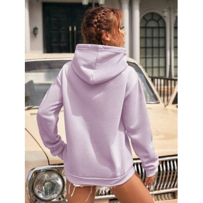 EZwear Solid Kangaroo Pocket Drop Shoulder Drawstring Thermal Hoodie - Choose Y