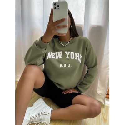 EZwear Drop Shoulder Letter Graphic Pullover - Choose Your Size