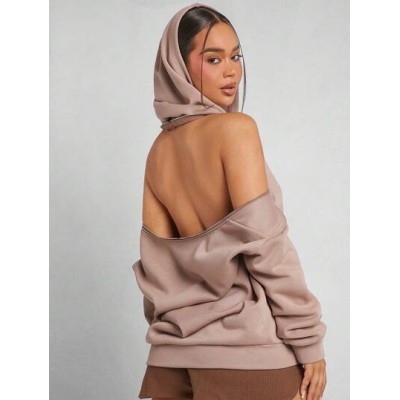 Haute Zip Cold Shoulder Hooded Sweatshirt - Choose Your Size