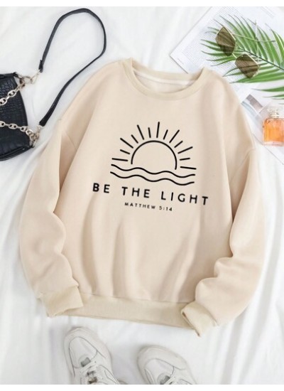 Essnce Sun & Slogan Graphic Thermal Lined Sweatshirt - Choose Your Size