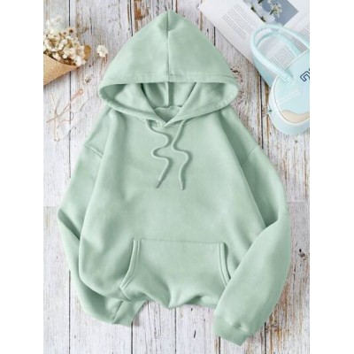 EZwear Solid Kangaroo Pocket Drawstring Thermal Lined Hoodie - Choose Your Size