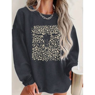 EZwear Pattern Printed Round Neck Sweatshirt - Choose Your Size