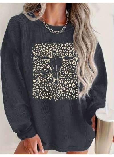 EZwear Pattern Printed Round Neck Sweatshirt - Choose Your Size