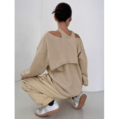 Women.s Irregular Neckline Open Shoulder Sweatshirt - Choose Your Size