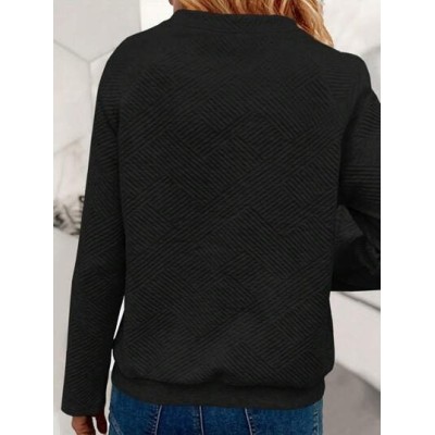 LUNE Women.s Solid Color Textured Drawstring Sweatshirt - Choose Your Size