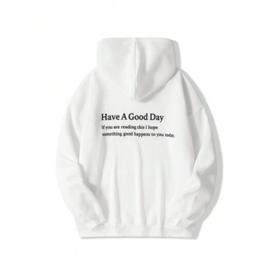 EZwear Slogan Graphic Drop Shoulder Hoodie - Choose Your Size