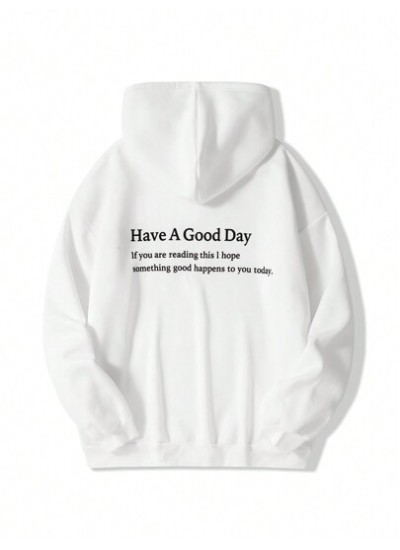 EZwear Slogan Graphic Drop Shoulder Hoodie - Choose Your Size