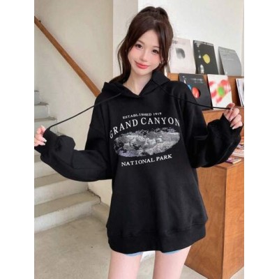 Slogan Graphic Drop Shoulder Drawstring Hoodie - Choose Your Size