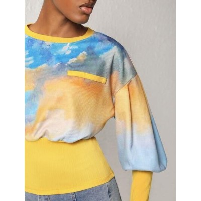 Fannie c Shako Tie Dye Print Gigot Sleeve Sweatshirt - Choose Your Size