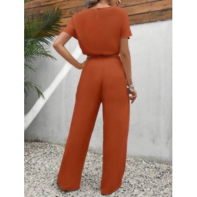 Frenchy Women.s Pants Set Loose Texture Solid Color Casual Two Piece Suit - Cho