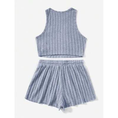 EZwear Ribbed Knit Tank Top And Shorts Set - Choose Your Size