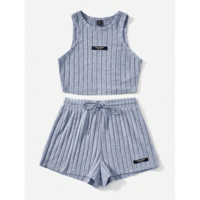 EZwear Ribbed Knit Tank Top And Shorts Set - Choose Your Size