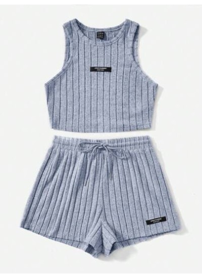 EZwear Ribbed Knit Tank Top And Shorts Set - Choose Your Size