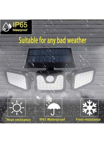 Solar Outdoor Lights With Motion Sensor, 3 Heads Security Lights Solar Powered,