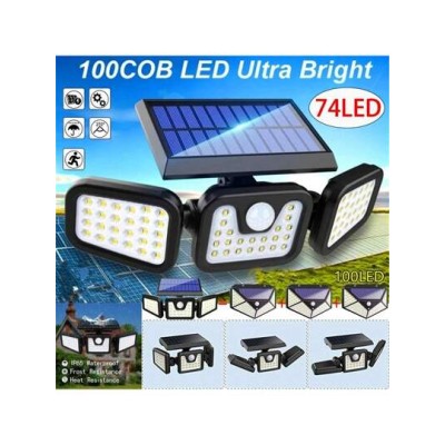 Solar Outdoor Lights With Motion Sensor, 3 Heads Security Lights Solar Powered,