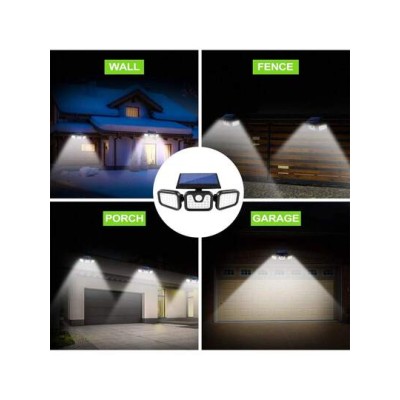 Solar Outdoor Lights With Motion Sensor, 3 Heads Security Lights Solar Powered,