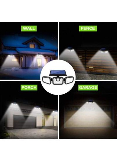 Solar Outdoor Lights With Motion Sensor, 3 Heads Security Lights Solar Powered,