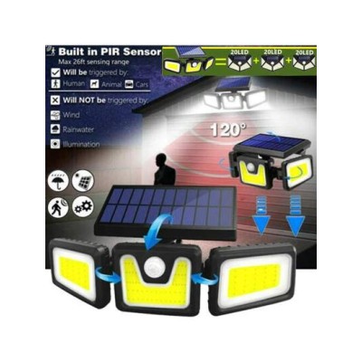 Solar Outdoor Lights With Motion Sensor, 3 Heads Security Lights Solar Powered,