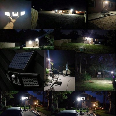 Solar Outdoor Lights With Motion Sensor, 3 Heads Security Lights Solar Powered,