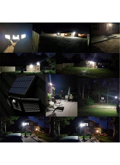 Solar Outdoor Lights With Motion Sensor, 3 Heads Security Lights Solar Powered,